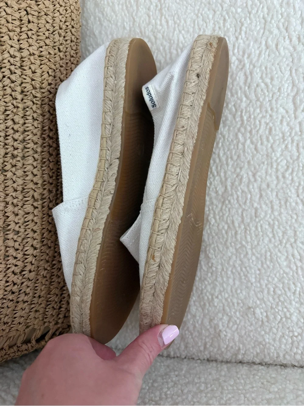Soludos Cream Canvas Espadrille Slip-On Flats